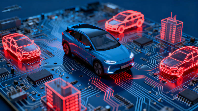 汽车与电路板的未来科技感-图片