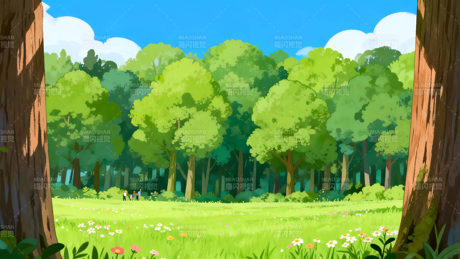 阳光明媚的森林景色图片