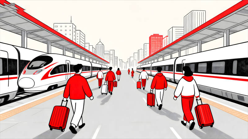 火车站旅客出行场景-图片