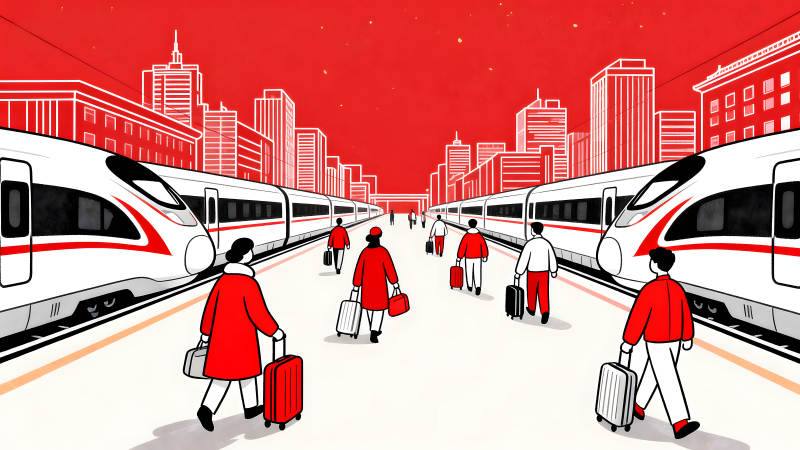 高铁站人群出行场景-图片