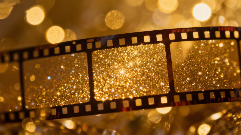 胶片闪耀金色光芒-图片