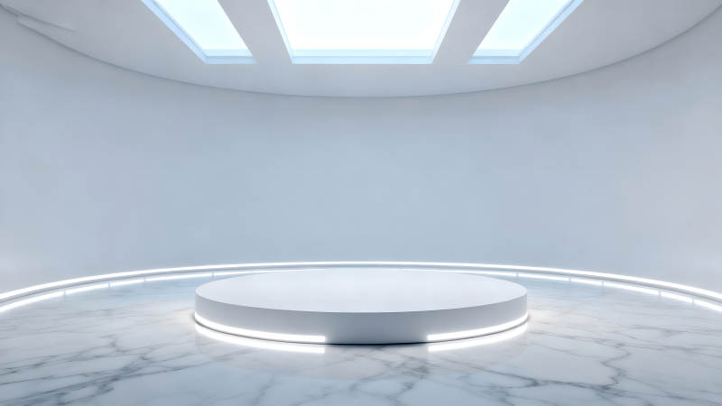 未來風格展示空間白色簡約氛圍-圖片