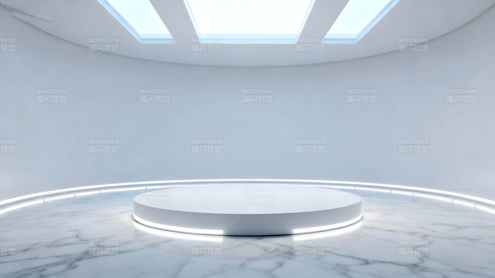 未來風格展示空間白色簡約氛圍-圖片