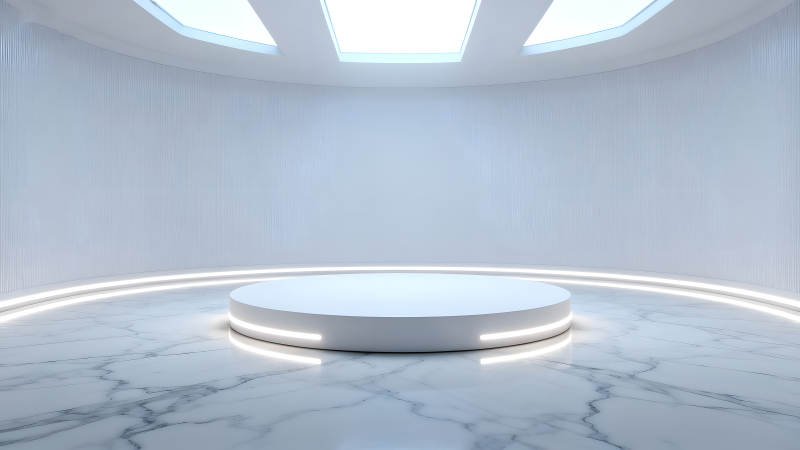 現代簡約白色展廳內景-圖片