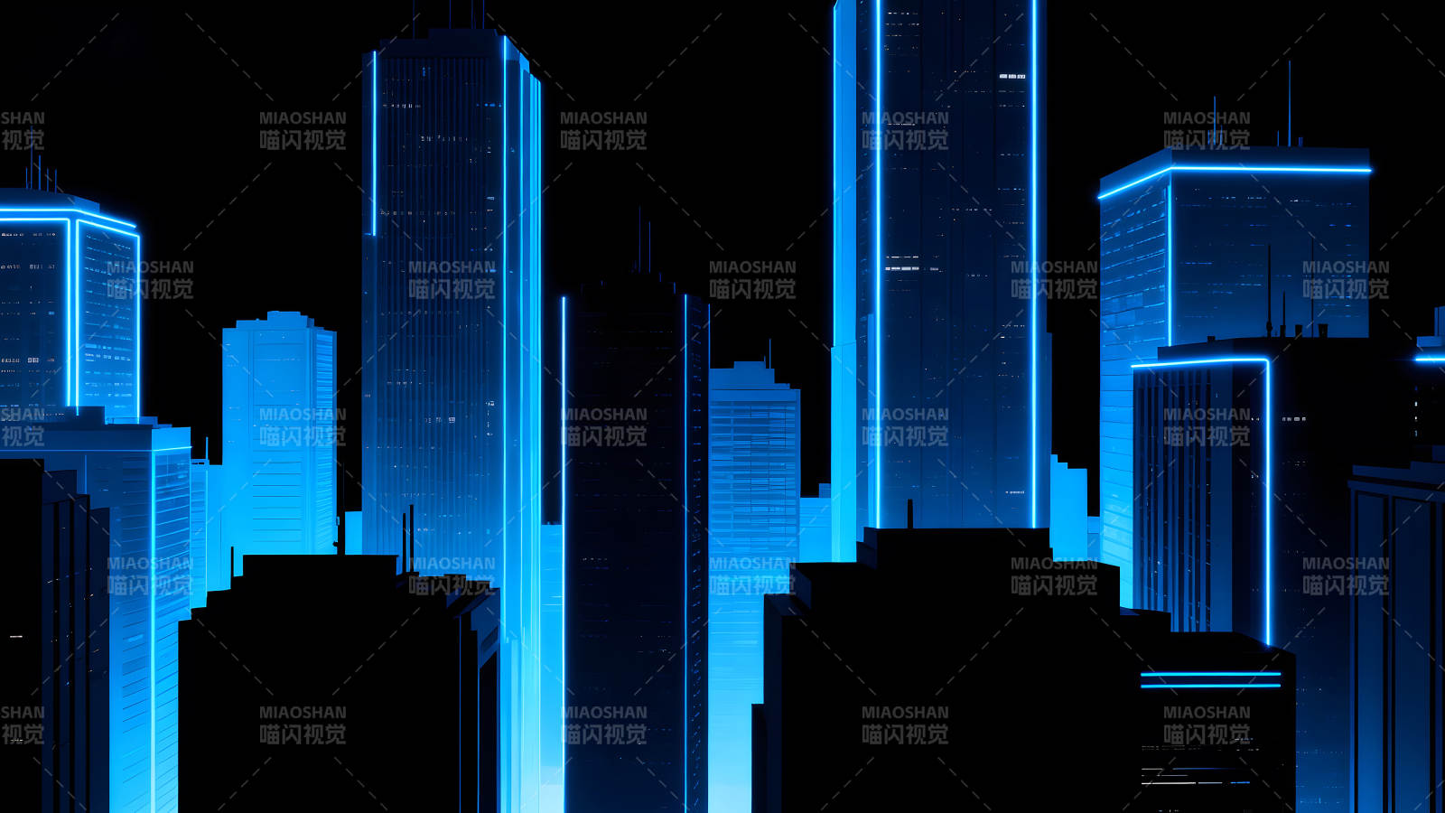 藍光城市夜景摩天大樓-圖片