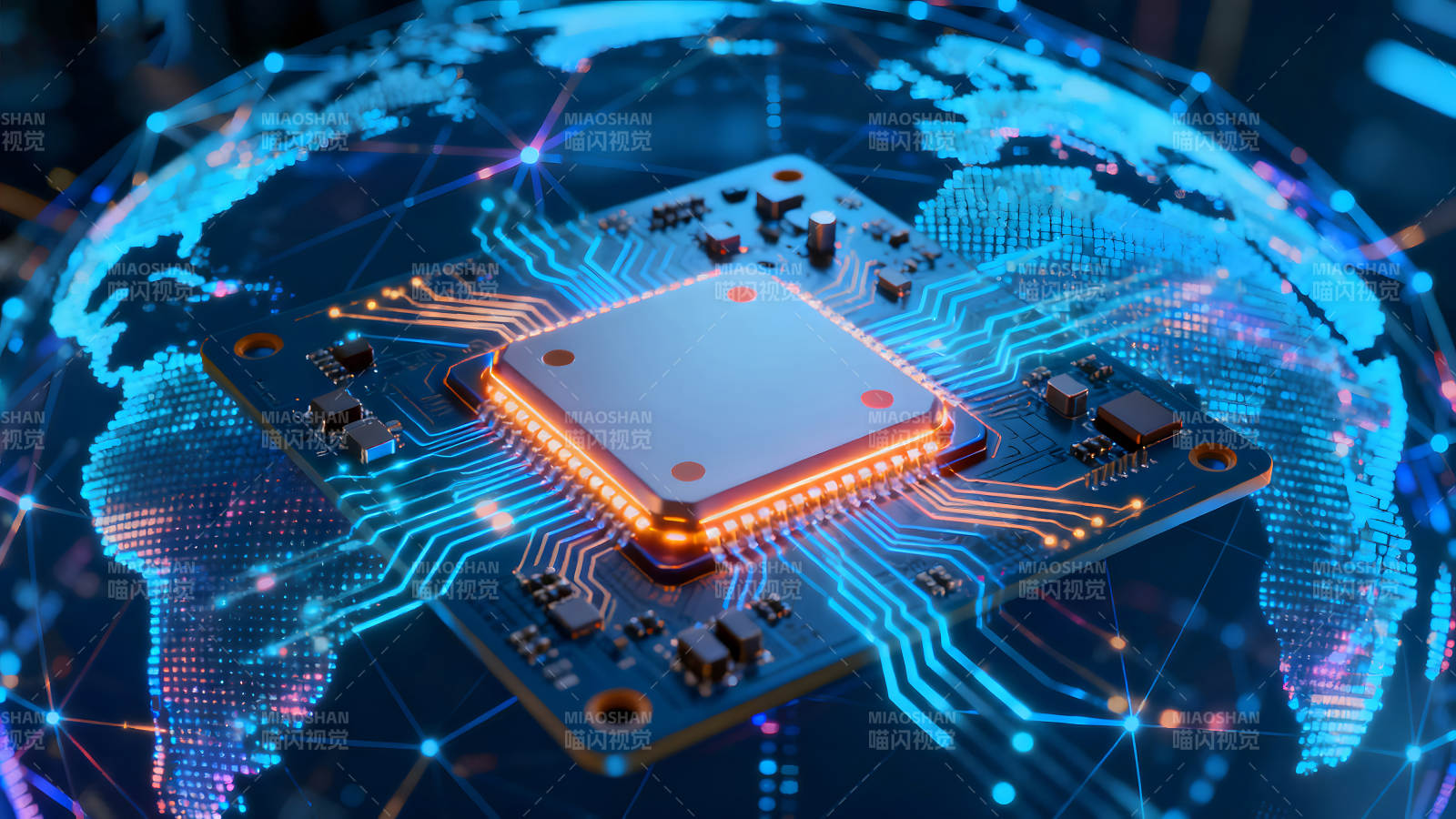 电路板与地球科技抽象-图片