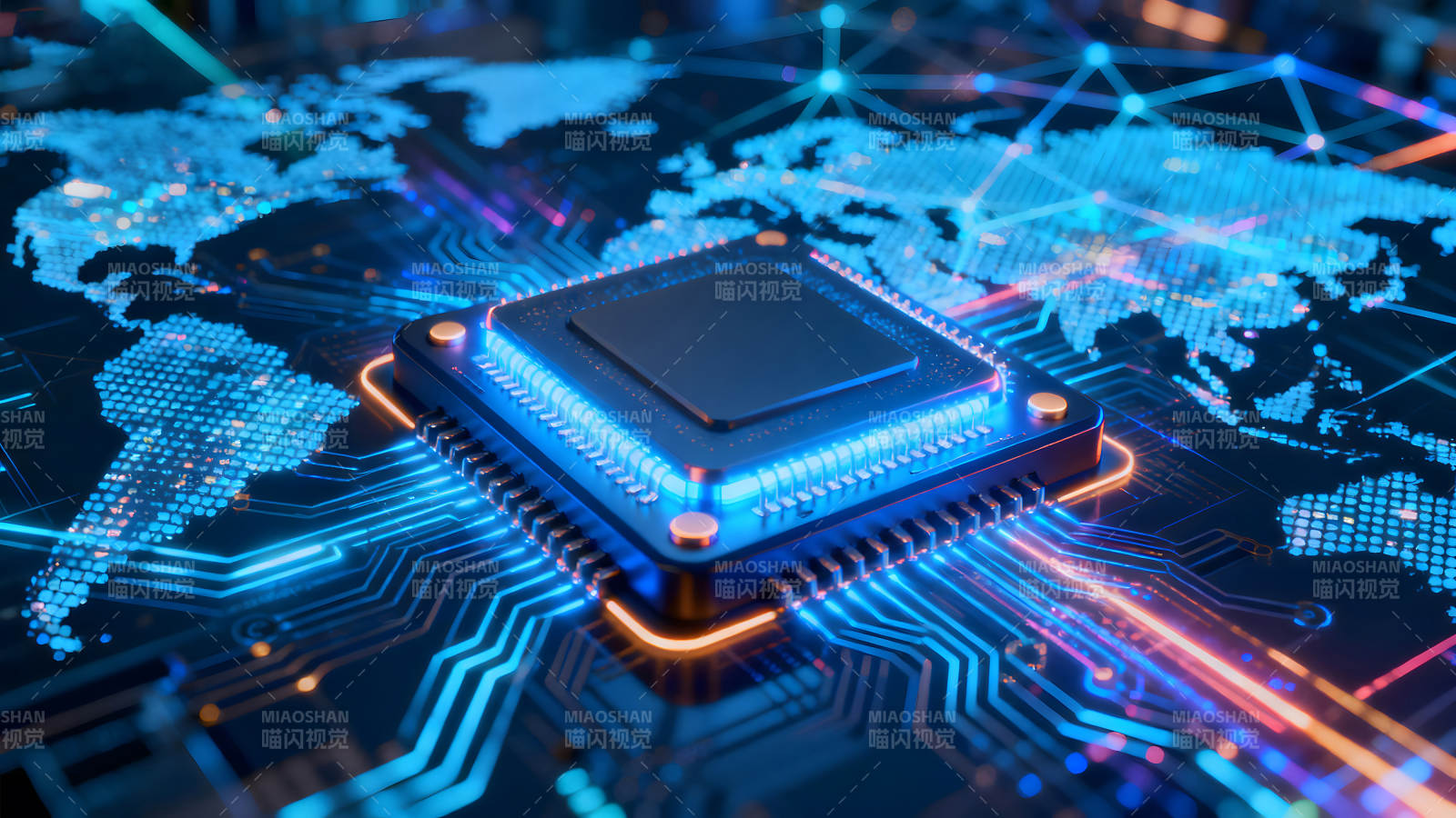 芯片连接世界数字互联抽象科技-图片