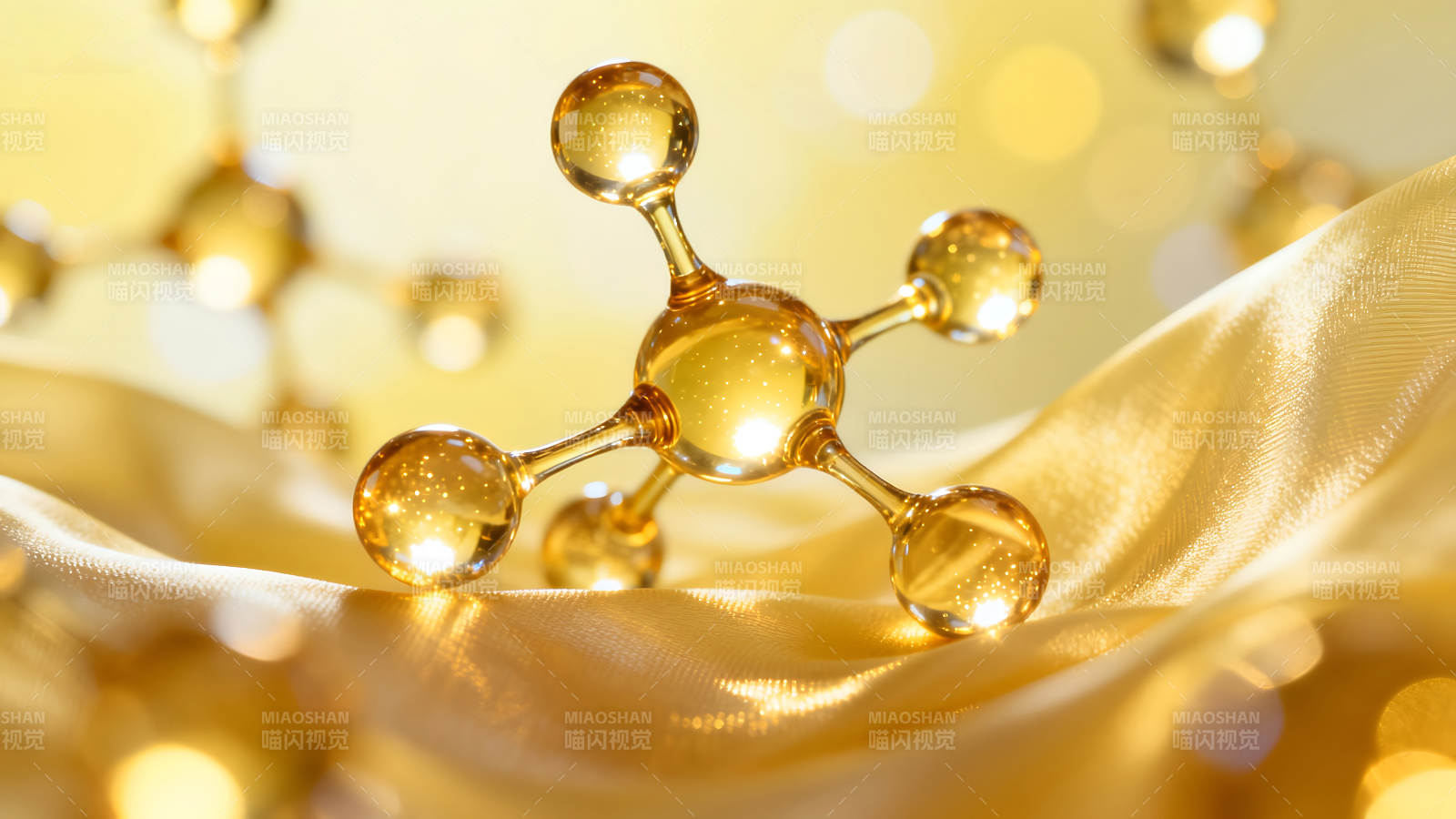 分子結(jié)構(gòu)圖金黃色背景質(zhì)感柔和-圖片