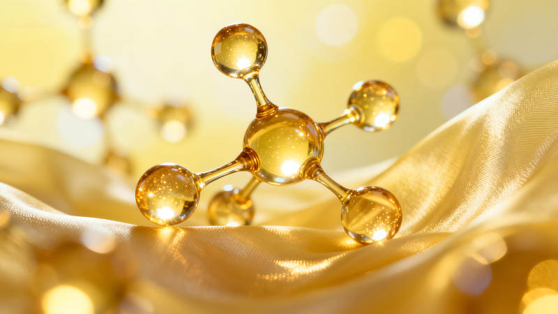 分子結構圖金黃色背景質感柔和-圖片