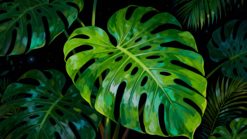 热带雨林绿植夜空-图片