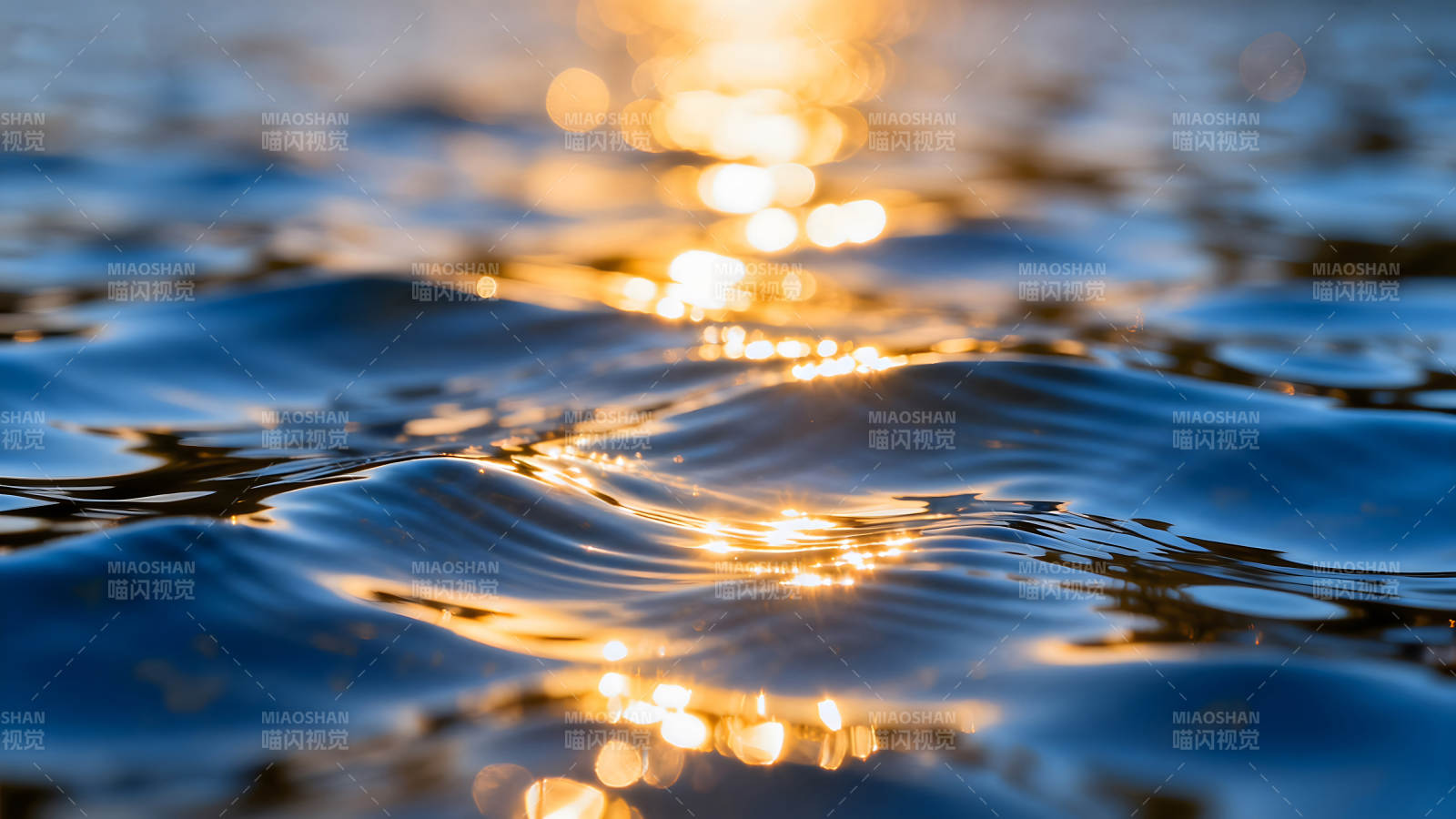 阳光照耀下的水面波光粼粼-图片