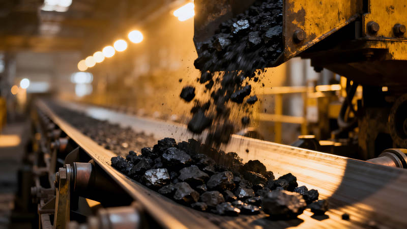 煤炭在傳送帶上移動-圖片