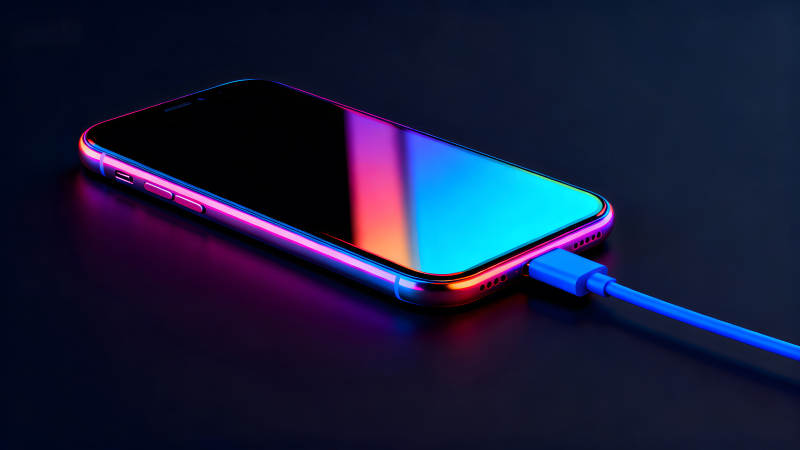 手機充電霓虹燈光效果圖片