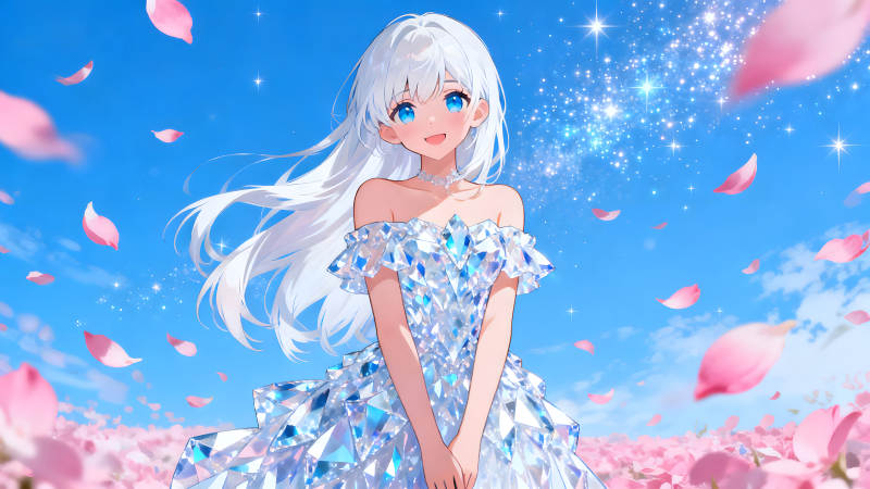 閃耀少女綻放光芒藍天之下-圖片