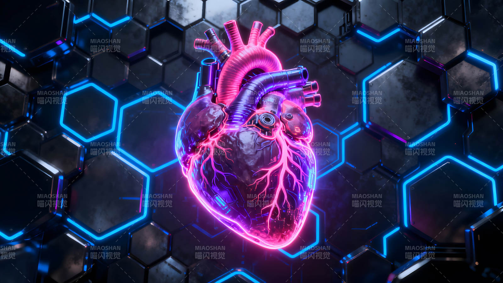 赛博朋克风格的心脏图片