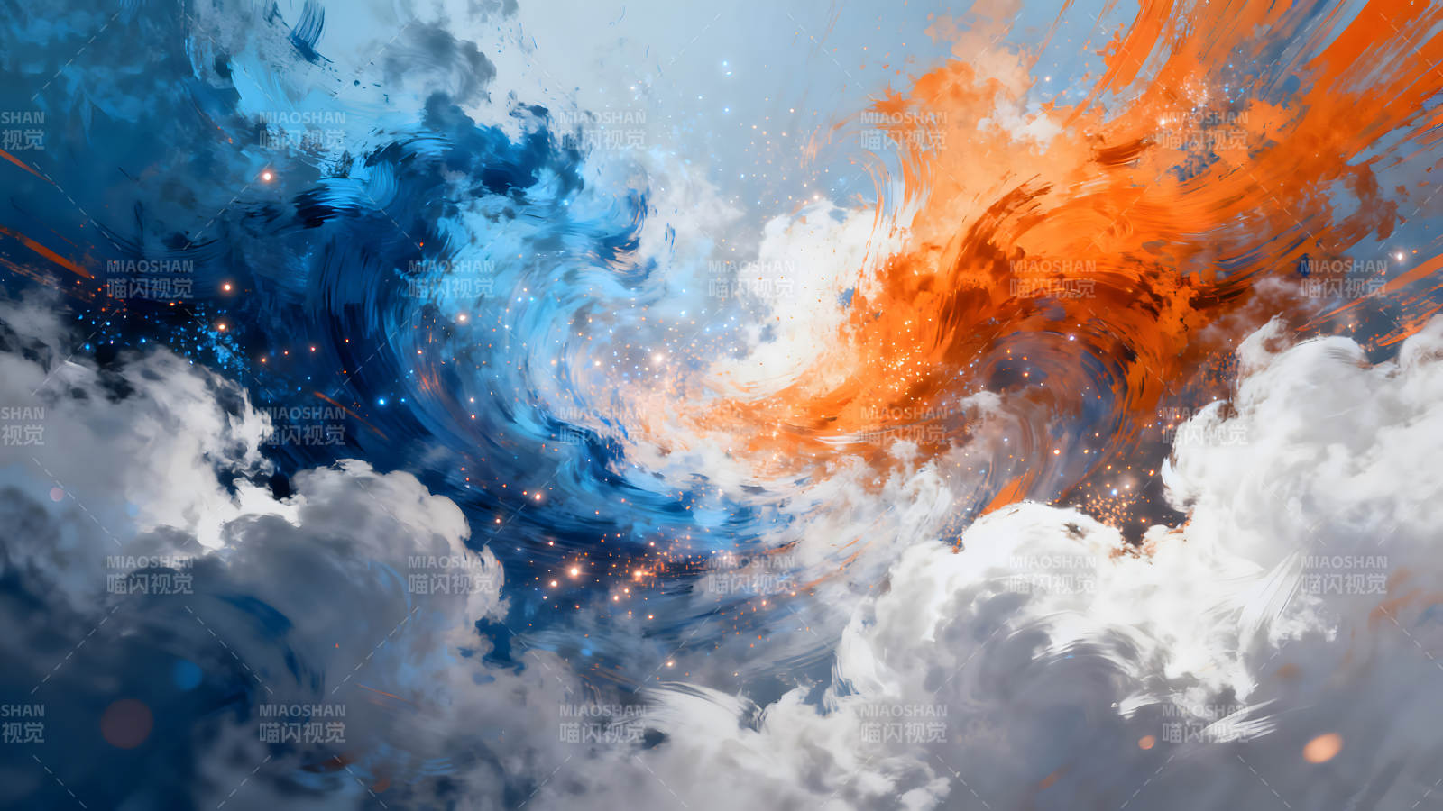 云彩与星光交织的抽象画-图片