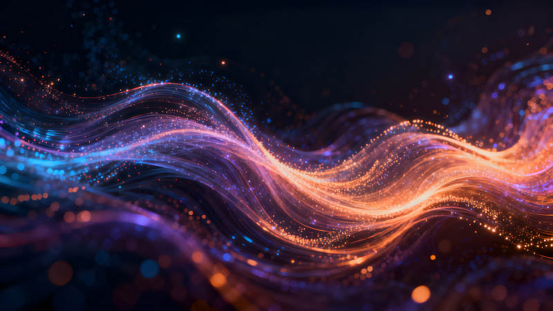 绚丽光波在黑暗中舞动-图片