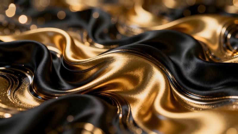 金色与黑色的丝绸交织的质感-图片