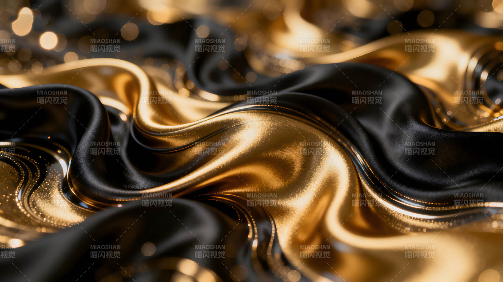 金色与黑色的丝绸交织的质感-图片