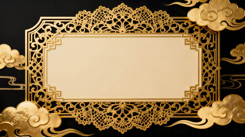 金色邊框襯托背景典雅華麗圖片