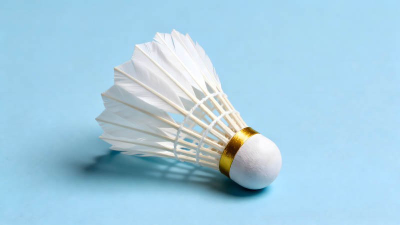 羽毛球特写蓝背景-图片