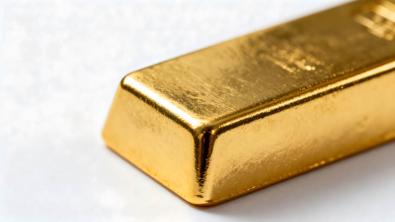 金光闪耀的黄金砖特写-图片