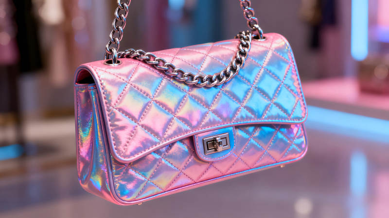 粉色包包金属链时尚设计-图片