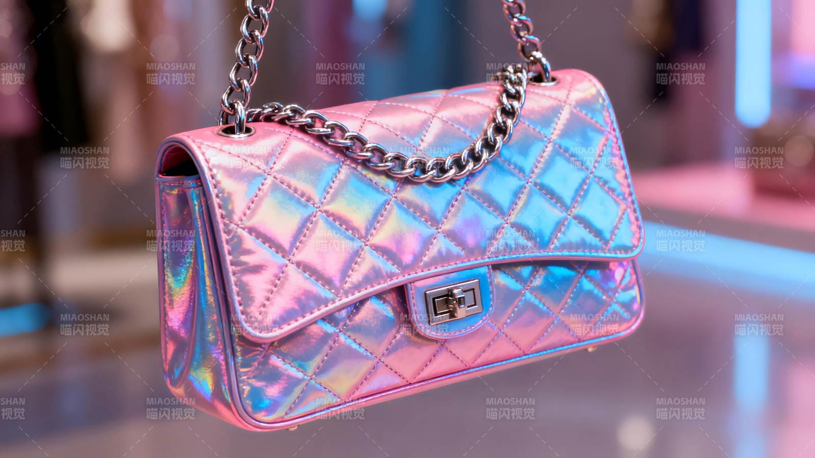 粉色包包金属链时尚设计-图片