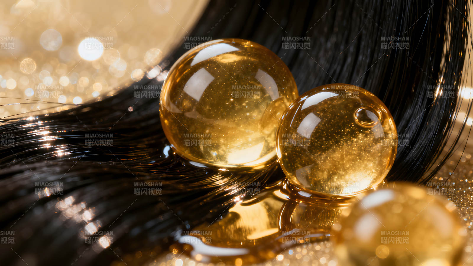 发丝和发油特写精致美丽的光影效果-图片