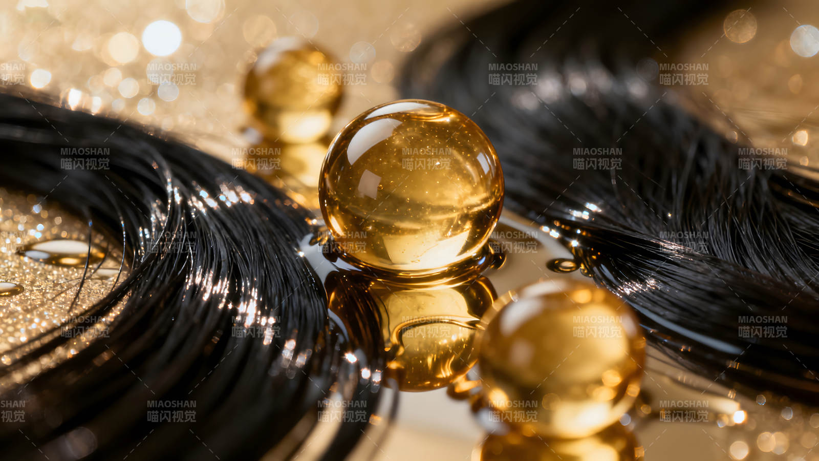 頭發護理產品金色的光澤-圖片