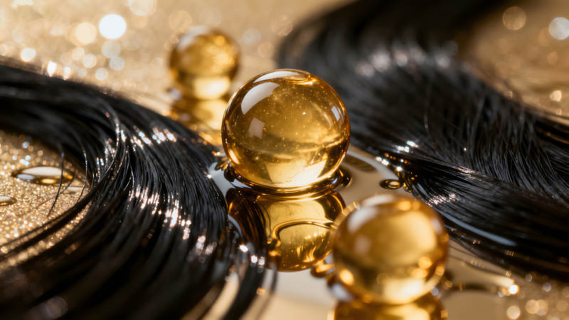 頭發護理產品金色的光澤-圖片