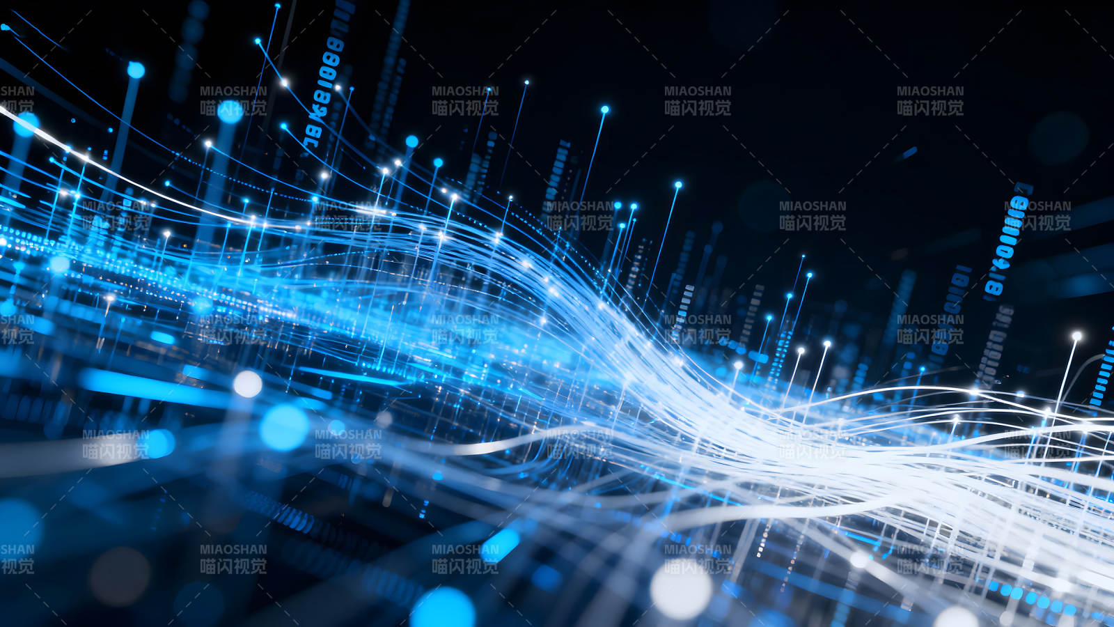 数据流光科技感蓝色抽象-图片