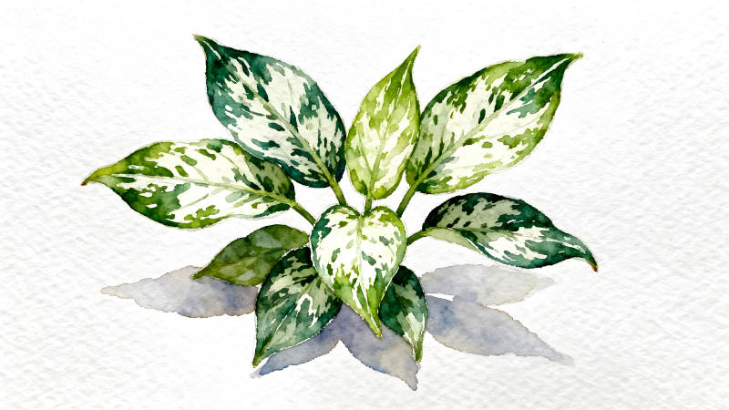 水彩手绘植物叶子艺术品-图片