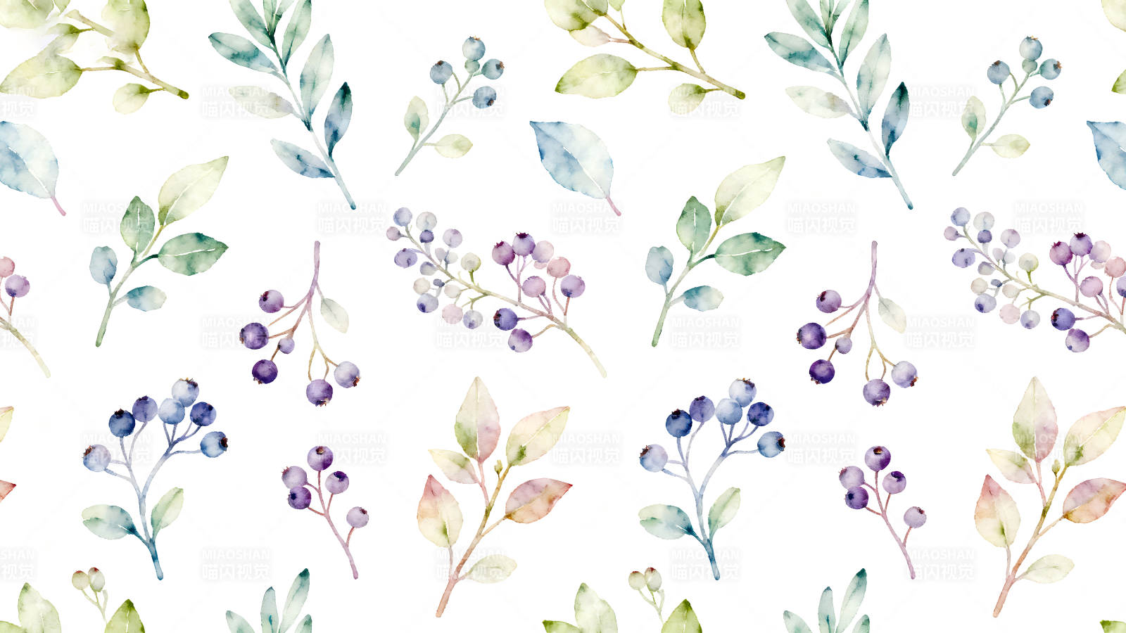 水彩风格的花卉图案-图片