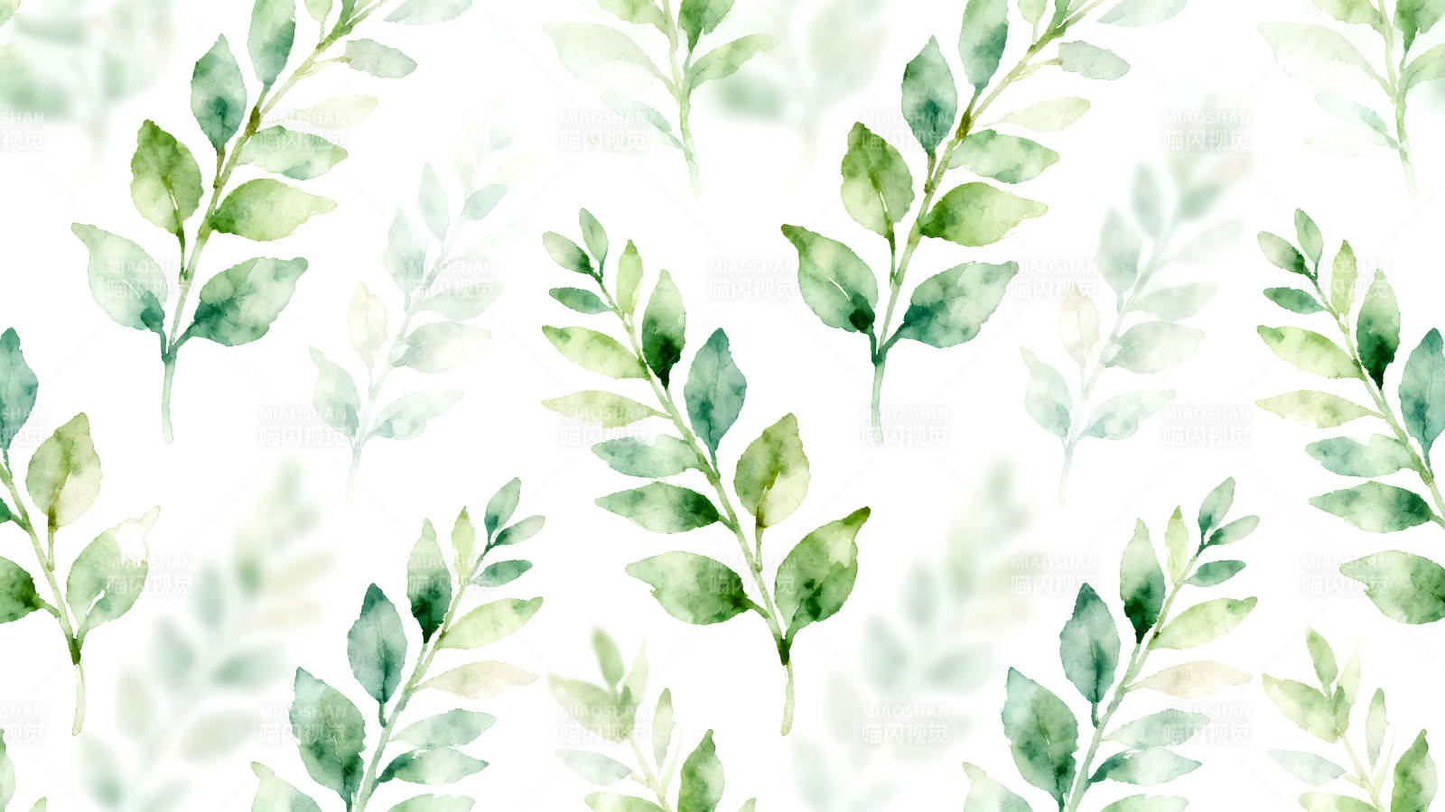 水彩叶子清新背景图-图片