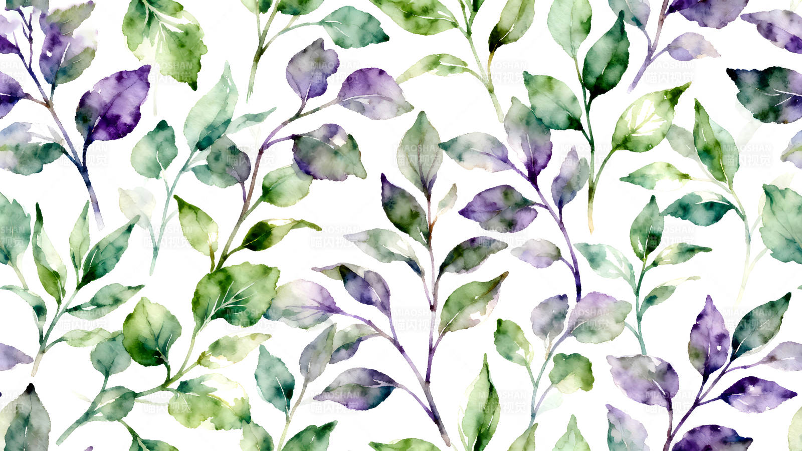 水彩植物叶子图案-图片