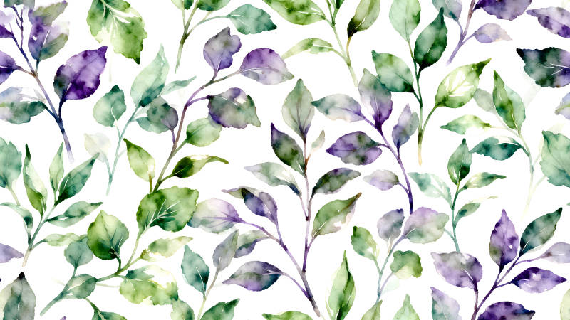 水彩植物叶子图案-图片