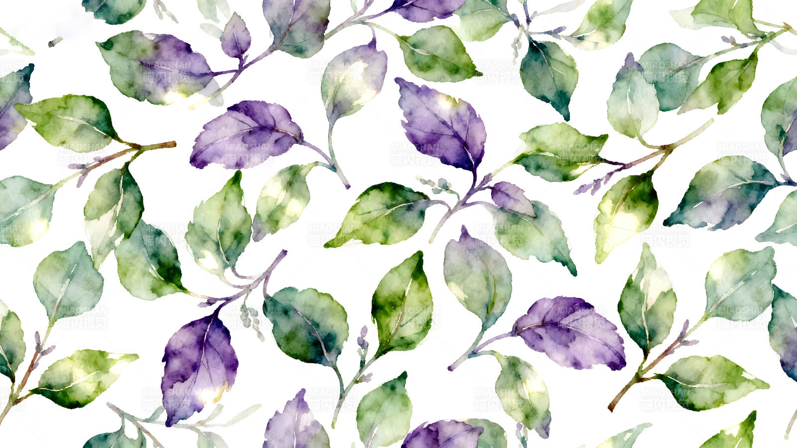 水彩植物叶子图案-图片