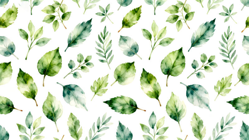 水彩叶片背景图案-图片