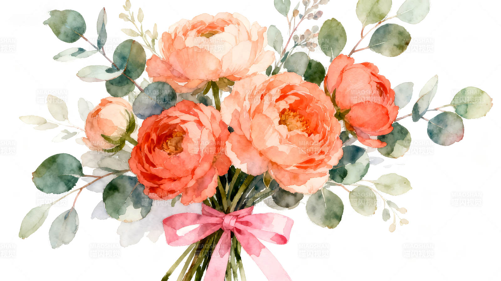 水彩花束浪漫温馨-图片