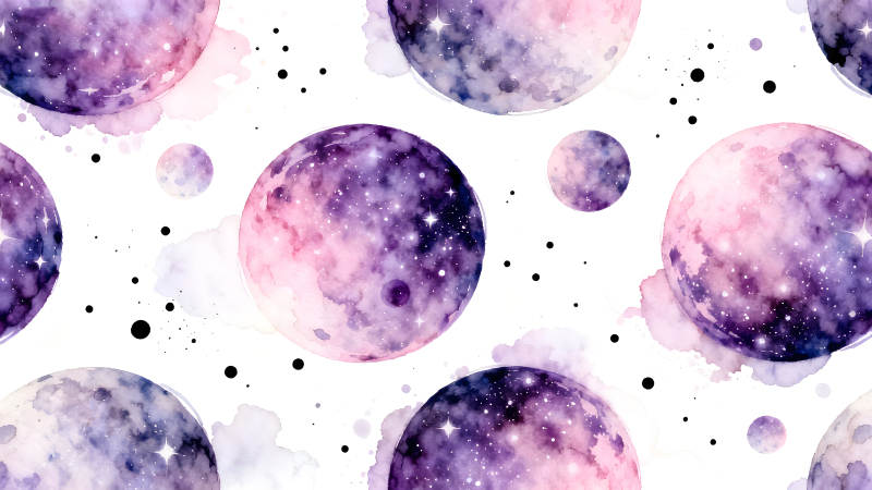 水彩星空梦幻星球图案-图片