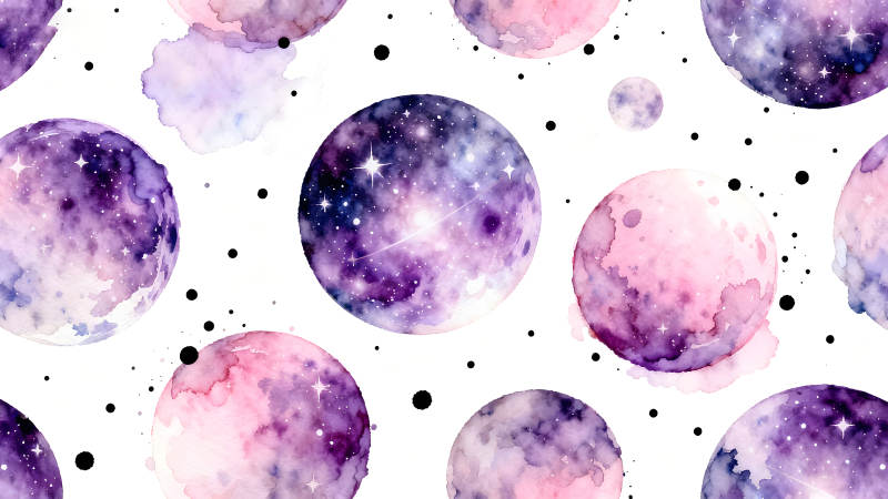 水彩星空与星球图案-图片