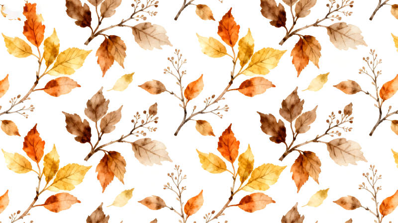 秋日落叶水彩风格图案-图片