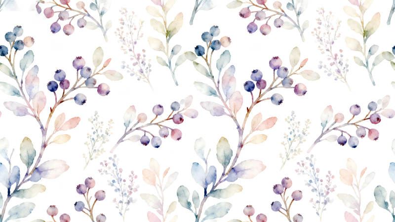 水彩风格的植物图案白色背景-图片