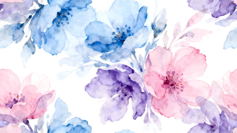 水彩花卉图案柔美清新-图片