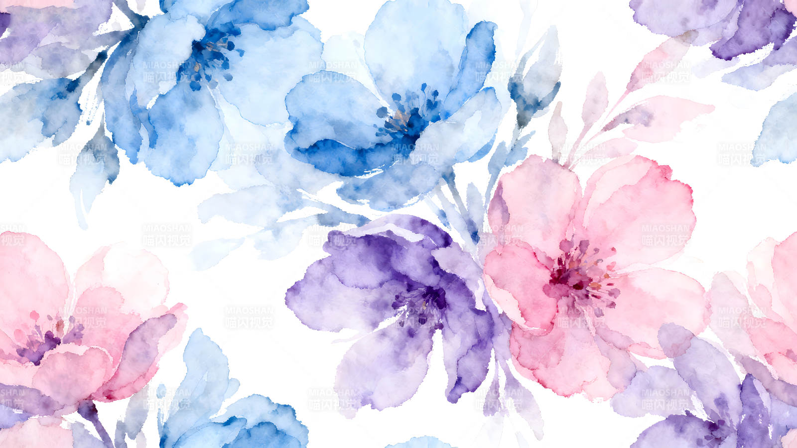 水彩花卉图案柔美清新-图片