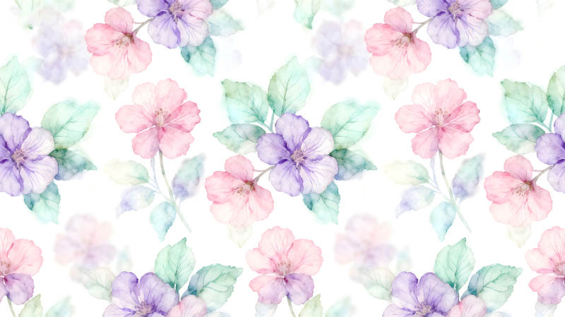 水彩花朵图案白色背景-图片