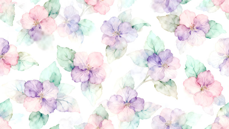 水彩花卉图案清新淡雅-图片