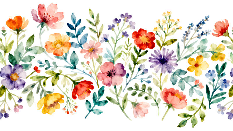 水彩花卉装饰设计清新自然-图片