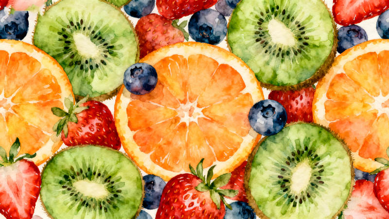 水果水彩画作品水果丰富多彩-图片